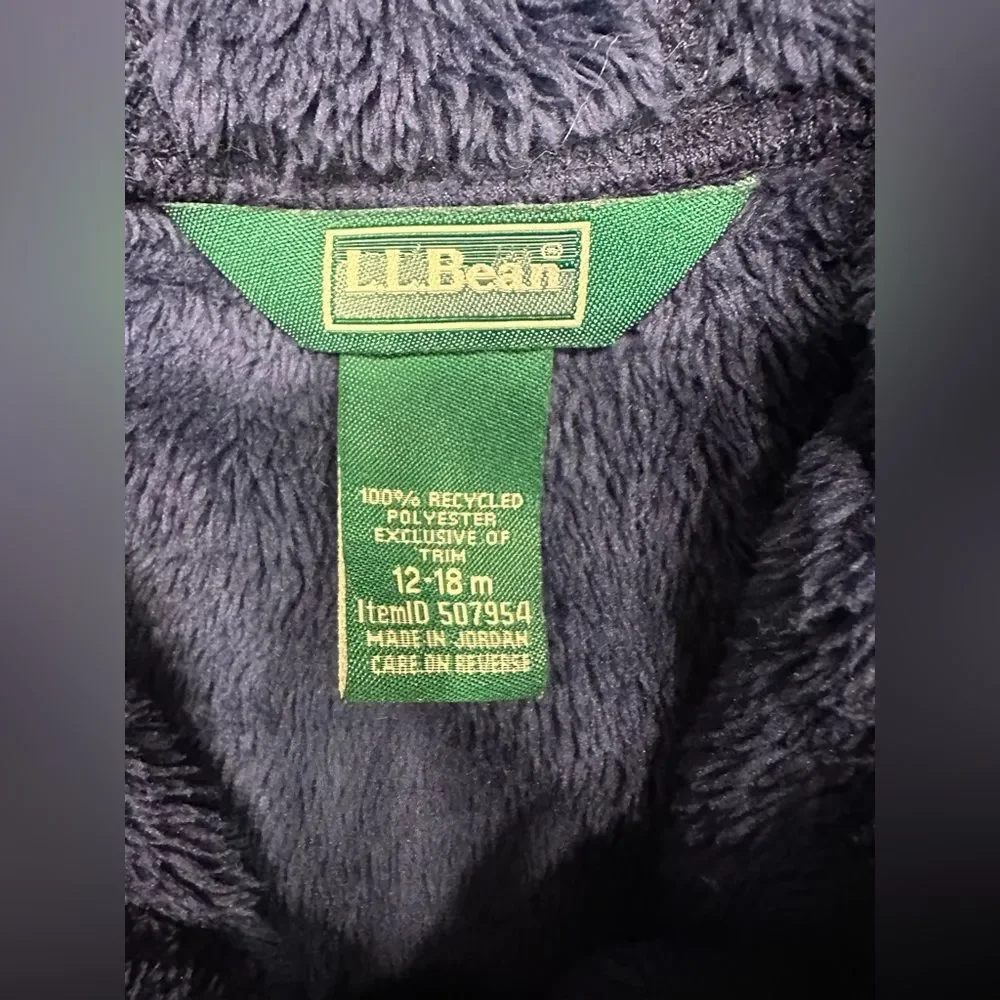 L.L. Bean Infants Hi-Pile Fleece Jacket Bright Navy 12–18M Bear Ear Hood